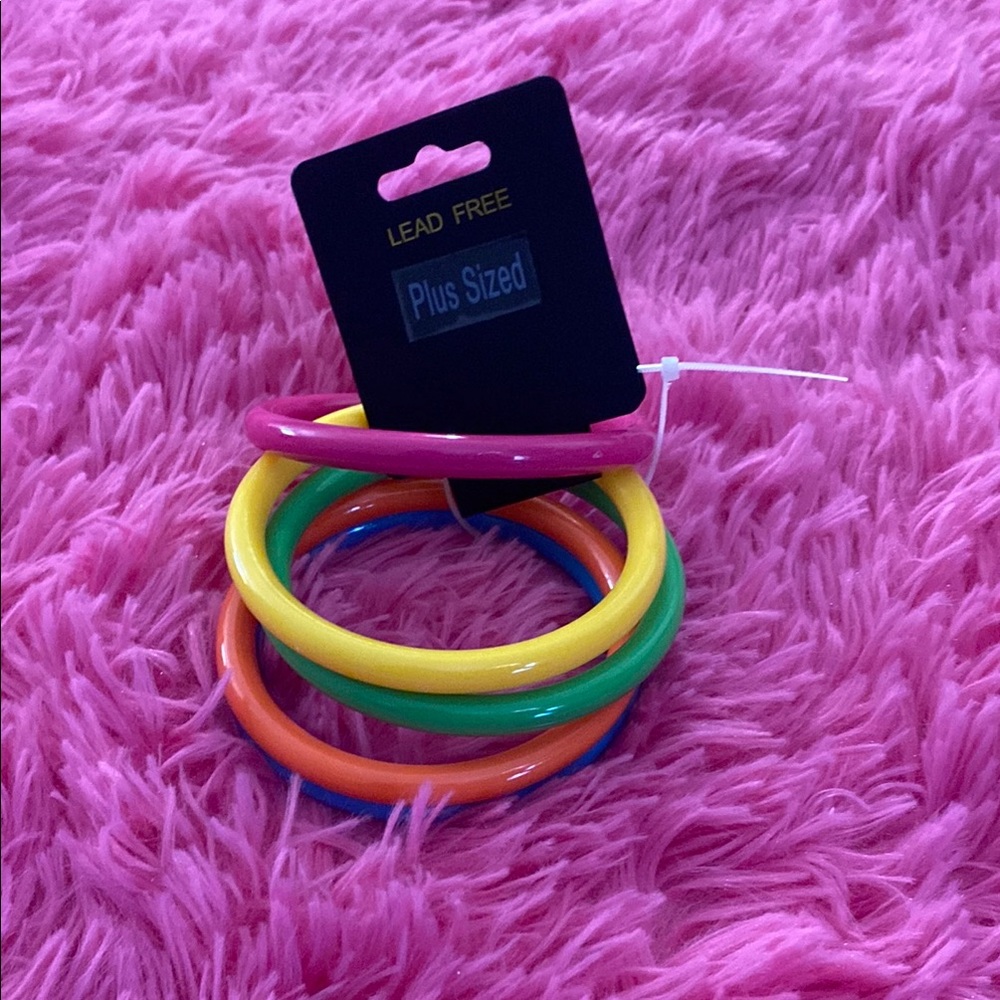 Plus Sized ladies Bright Multicolor Bangle Bracelet Set - Unbranded